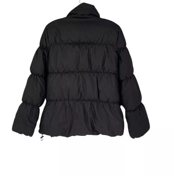 Gap Down Puffer Jacket Medium Black Zipper Snaps Pockets Womens - Picture 2 of 12